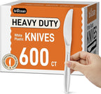 600Pack Disposable Plastic Knives Bulk White Heavy Duty Silverware - Value Pack Cutlery Set For Parties, Restaurant (600KNIVES)