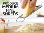 Zulay Kitchen Professional Cheese Grater Stainless Steel - Durable Rust-Proof Metal Lemon Zester Grater With Handle - Flat Handheld Shredder for Parmesan, Chocolate, Spices, And More - White