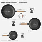 YUTANN 8&10&12 Inch Pre-seasoned Cast Iron Skillet,Enameled Non-stick Frying Pans with Detachable Handle,Lightweight,Dishwasher Oven Safe (500°F)