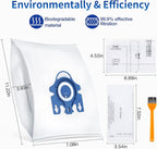 16 Pack 3D Dust Bags, Compatible with Miele GN Vacuum Bags, Replacement for Miele Classic C1 Complete C1, C2, C3, S400i S600 S2 S5 S8 Series, with 4 MP Filters, 4 AC Filters