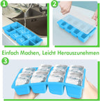 Large Ice Cube Molds 2 Pack, FURNSII Silicone Ice Cube Tray for Freezer with Lid, 8 Giant Square Cubes, Easy Release Stackable Ice Molds for Whisky Cocktails (Pink)