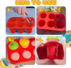 6-Cavity Silicone Popsicles Molds, Reusable Mini Ice Pop Makers with 6 Colorful Sticks, Red Small Ice Cream Mold for Homemade Frozen Dessert