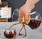 Pour Over Coffee Maker with Reusable Stainless Steel Drip Filter, Lead-Free Borosilicate Glass Coffee Carafe with Modern Wooden Collar for 1-4Cup, Diamond Clear (600ml/20oz)