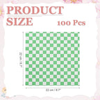 PATIKIL 8.7" x 8.7" Waxed Paper Sheets, 100Pcs Square Pattern Oil-absorbing Dry Food Wrapping Paper for Bakery Coffee Shop Home Baking Kitchen DIY, Green