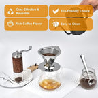 Pour Over Coffee Dripper Stainless Steel Reusable Filter Paperless Cone Coffee Maker Dripper for 1-2 Cup