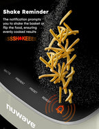 Nuwave Brio Plus 8 Qt Air Fryer, PFAS Free, New & Improved, Digital Touch Screen, Cool White Display, 50°F~400°F in Precise 5°, 5 Cook Functions, 100 Presets & 50 Memory, 3 Wattages 700, 1500, 1800