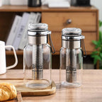 Glass Cold Brew Coffee Maker with Extended Fine Mesh Filter, Tea Infuser Bottle Iced Coffee Maker with Thick Borosilicate Glas