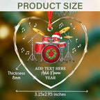 Personalized Drum Set Christmas Glass Ornaments 2025, Drum Xmas Ornament with Custom Text Name & Year, Drummer Christmas Tree Ornament for Men Women, Decoration Gift for Drummer Band Music