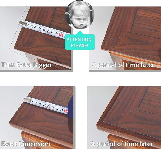 NECAUX Custom Multisize 1.5mm Thick Clear PVC Cover Protector - 24 x 66 Inch Waterproof Plastic Rectangle for Coffee Table/Countertop - Vinyl Desk Mat