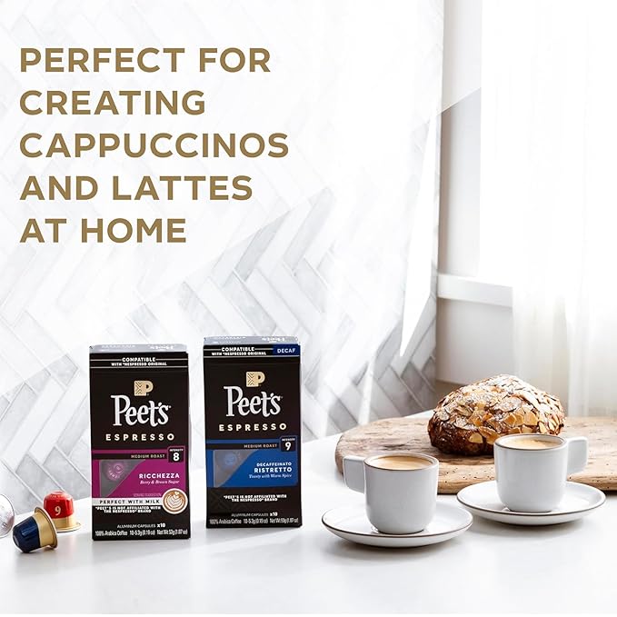 Peet's Coffee, Dark Roast Espresso Capsules, Compatible with Nespresso Original Machines - Major Dickason's Blend Intensity 11, 50 Count (5 Boxes of 10 Espresso Capsules)