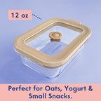 Ziruma Non-Toxic 1.5 cup Glass Food Storage Containers with Lids - Overnight Oats, Plastic Free Meal Prep, Reusable, Airtight, Microwave and Freezer Safe, 4 Pack