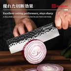 KEEMAKE Nakiri Knife 7 inch - Vegetable Knife Japanese 440C Stainless Steel Sharp Asian Cooking Knives with Octagonal Rosewood Handle