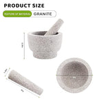 Mortar and Pestle Set,Heavy Duty,Unpolished Granite,6 Inch-2Cup Capacity,Grinder for Spices and Seeds,Grinding,Crushing and Mashing Spices,Nuts,for Guacamole,Garlic Sauce,Gray.