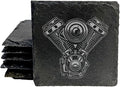Rev Up Your Ride: V-Twin Engine Coasters for Bikers - Square Slate - Set of 4