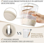 SOLIGT 4 Pack Overnight Oats Containers with Lids, Folding Spoons and Divided Compartments for Fruit & Nuts, Small Glass 16oz Mason Jars for Oatmeal (4 Set-Oat White/Green/Rose/Blue)