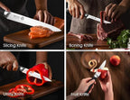 Chef Knife Set Professional - 7-Piece Kitchen knife Set without Block, High Carbon Stainless Steel Japanese-Style Kitchen knives, Full-Tang, Ergonomic Pakkawood Handle for Christmas