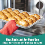 TeamFar Baking Sheet Set of 3, 16/12.5/9.3 Inch Stainless Steel Cookie Sheets Baking Pans, Metal Oven Baking Tray for Cooking Roasting Serving, Non-Toxic & Mirror Finish & Dishwasher Safe