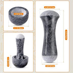 Tianman Small Mortar and Pestle Set 3.2 Inch.1/3 Cup.Mini Marble Grinder with Brush for Pills Herbs Spices,Easy to Grip.Efficient Grinding.Universal Dual Head Grinding Pestle.(Marble Black)