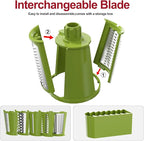 Ourokhome Rotary Cheese Grater Cheese Shredder, Mandoline Vegetable Slicer with 5 Interchangeable Blades and Strong Suction Base for Fruit, Vegetables, Nuts Grey