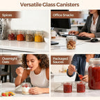 ComSaf 8oz Small Airtight Glass Jars Set of 12 with Lid Food Storage Jar Round, Mini Storage Container with Clear Preserving Seal Wire Clip Fastening for Kitchen Canning, Jam, Spice, Honey, Mason Jars