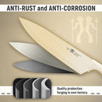 Knife Set, 8-Piece Kitchen Knife Set for Chef, Sharp Knife Set with Universal Knife Block, Anti-Rust Kitchen Knife Block Set, Ergonomical Design (Beige)