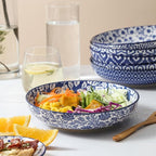 Selamica Ceramic Dinnerware Sets for 6, 24 Piece Plates and Bowls Sets, Highly Chip and Crack Resistant Dishes Set-Dishwasher & Microwave & Oven Safe, Vintage Blue