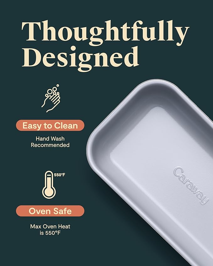 Caraway Non-Stick Ceramic 1 lb Loaf Pan - Naturally Slick Ceramic Coating - Non-Toxic, PTFE & PFOA Free - Perfect for Pound Cakes, Breads, & More - Black