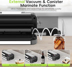 95kpa Vacuum Sealer Machine for Food, Commercial Full Automatic Food Saver Sealer, Meat Vacuum Packing Machine with Bags Storage, Built-in Cutter, Double Heat Seal, Marinate&External Vacuum