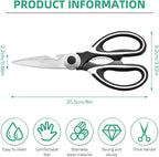 Multipurpose kitchen scissors, heavy duty meat poultry scissors, spice scissors, food cooking scissors, stainless steel utility scissors (2, white)