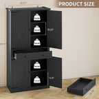 Pantry Organizers and Storage Cabinet, 70” Barn Door White Kitchen Cabinet with Drawers and Adjustable Shelf, Tall Pantry for Kitchen, Dining Room, Living Room Bedroom