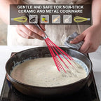 HOTEC 4 Pieces Silicone Whisks Set, Wire Balloon Whisks Egg Beater, Non-slip Handle Whisk for Non-stick Cookware Perfect for Cooking, Stirring, Beating and Blending (Multicolor)