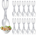 Tioncy Set of 12 Plastic Salad Scissor Tongs 11.2 Inches for Serving Reusable Food Tongs, Clear Utensils for Chef Cooking, Kitchen, Buffet, Party, Catering Supplies