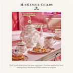 MACKENZIE-CHILDS Rosy Check Kitchen Canister, Decorative Pink-and-White Glass Storage Jar with Lid, Small