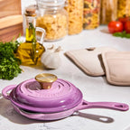 Chef Joe Sasto Small Skillet with Lid, Enameled Cast Iron, Small Frying Pan for Eggs, Omelets & Single Servings, Sweet Treats, Professional Cookware, Induction Compatible, Oven & Dishwasher Safe