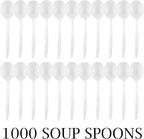 Plasticpro Cutlery Plastic Soup Spoons Medium Weight Disposable Silverware (White,1000 Soup Spoons)