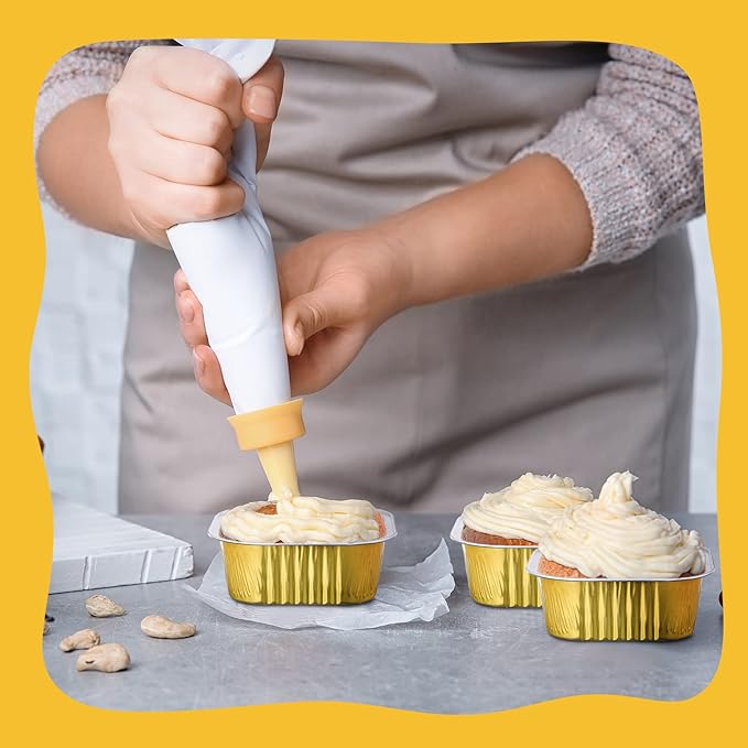 Aoriher 150 Pieces 10 oz Mini Cake Pans with Lids Aluminum Foil Baking Cups Square Disposable 4" x 4" Large Cupcake Cups Baking Tins for Kitchen Brownie Pudding Desserts Holders(Gold, Silver)