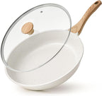 SENSARTE Nonstick Ceramic Frying Pan with Lid 8/9.5/10/11/12.5 Inch Omelet Pan Skillet, Free of Intentionally Added PFAS/PTFE Non-toxic Chef's Pan Induction Compatible Pan, Heat Resistant Handle