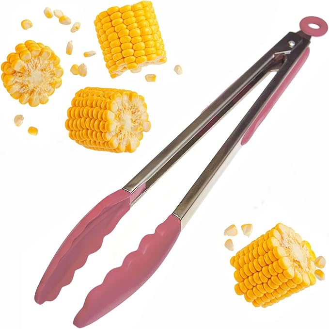 Starpack 'Get a Grip' Silicone Kitchen Tongs for Cooking 12 Inch - BBQ Tongs for Grill Heat Resistant to 600°F - Stainless Steel Tongs with Non Stick Tips - Silicone Tongs for Serving Food