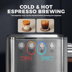 Espresso Machine with Rapid Cold Brew, Hot & Iced Coffee Machine, Espresso Maker with Milk Frother Steam Wand, One Touch Control with 41oz Water Tank for Latte, Cappuccino, Gift