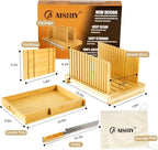 AISHIY 2025 Updated Bread Slicer - Adjustable Thickness and Width, Plug-in Slicing Guide Design, Cutting Board with Crumb Tray, Ideal for Homemade Bread, Cakes, Bagels, and More