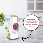 Starfrit Rotary Drum Grater - 4 Interchangeable Stainless Steel Drums - Slicing, Coarse and Fine Grating, Ice Shaving - Great for Vegetables, Cheese, Nuts, Chocolate