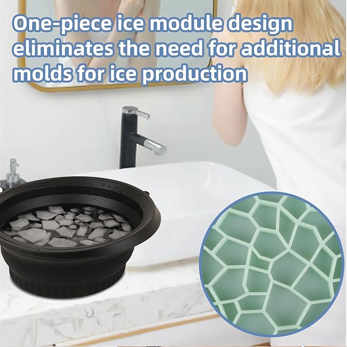 Face Bowl for Ice With Built-in Ice Tray, Collapsible Silicone Ice-Bath Face Bowl, Small Reusable Face-Ice Plunge Bowls, Perfect for Home Use, Camping, Travel (Red)