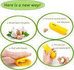 Garlic Press Rocker & Silicone Peeler, Stainless Steel Garlic Mincer Crusher Squeezer Kitchen Tool