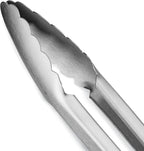 304 Stainless Steel Kitchen Cooking Tongs, 12" and 14" Set of 2 Sturdy Grilling Barbeque Brushed Locking Food Tongs with Ergonomic Grip, Grey