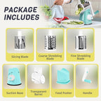 X Home Rotary Cheese Grater for Kitchen, Shredder with 3 Interchangeable Blades, Rotary Grater with Handle and Strong Suction Base, for Vegetables, Fruit, Nuts, Easy to Use and Clean, Blue