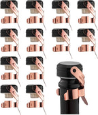 WOTOR Champagne&Wine Bottle Stoppers Stainless Steel with Food Grade Silicone, Leak Proof Keep Fresh Reusable Saver, Cork Suitable for Wine, Champagne, Cava, Prosecco and Sparkling (12 Pack Rosegold）