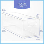 Plastic Food Storage Clear Container Bin with Handles for Organizing Kitchen, Pantry, Fridge, Freezer, Pantry,Bathroom. 16"x6"x5"