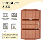 3 Pcs Dubai Chocolate Bar Mold Deep Silicone 0.85 Inch Large Stuffed Chocolate Molds Nonstick Break Apart Square Shape Thick Candy Bar Molds