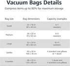 Amazon Basics Vacuum Compression Space Saving Storage Bags with Hand Pump for Clothes Packing, Ideal for Blankets, X-Jumbo Pack of 4