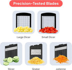 Fullstar All-in-1 Vegetable Chopper and Mandoline Slicer for Kitchen - Cheese Grater, French Fry Cutter, Cheese Slicer - Bonus Handheld Spiralizer Included (6 in 1, Black)